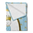 thumbnail image 2 of Gender Reveal Soft Flannel Fleece Throw Blanket, It's a Prince Words with a Newborn Boy Riding a Horse Fleur de Lis Motifs, Cozy Plush for Indoor and Outdoor Use, 60" x 80", Multicolor, by Ambesonne, 2 of 5