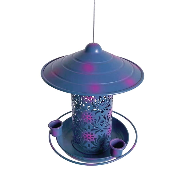 Comederos Colgantes para Pájaros para Decoración de Jardín Al Aire Libre, Comedero para Pájaros Resistente a La Intemperie para Patio, Granja, Al Aire Azul con puntos rojos