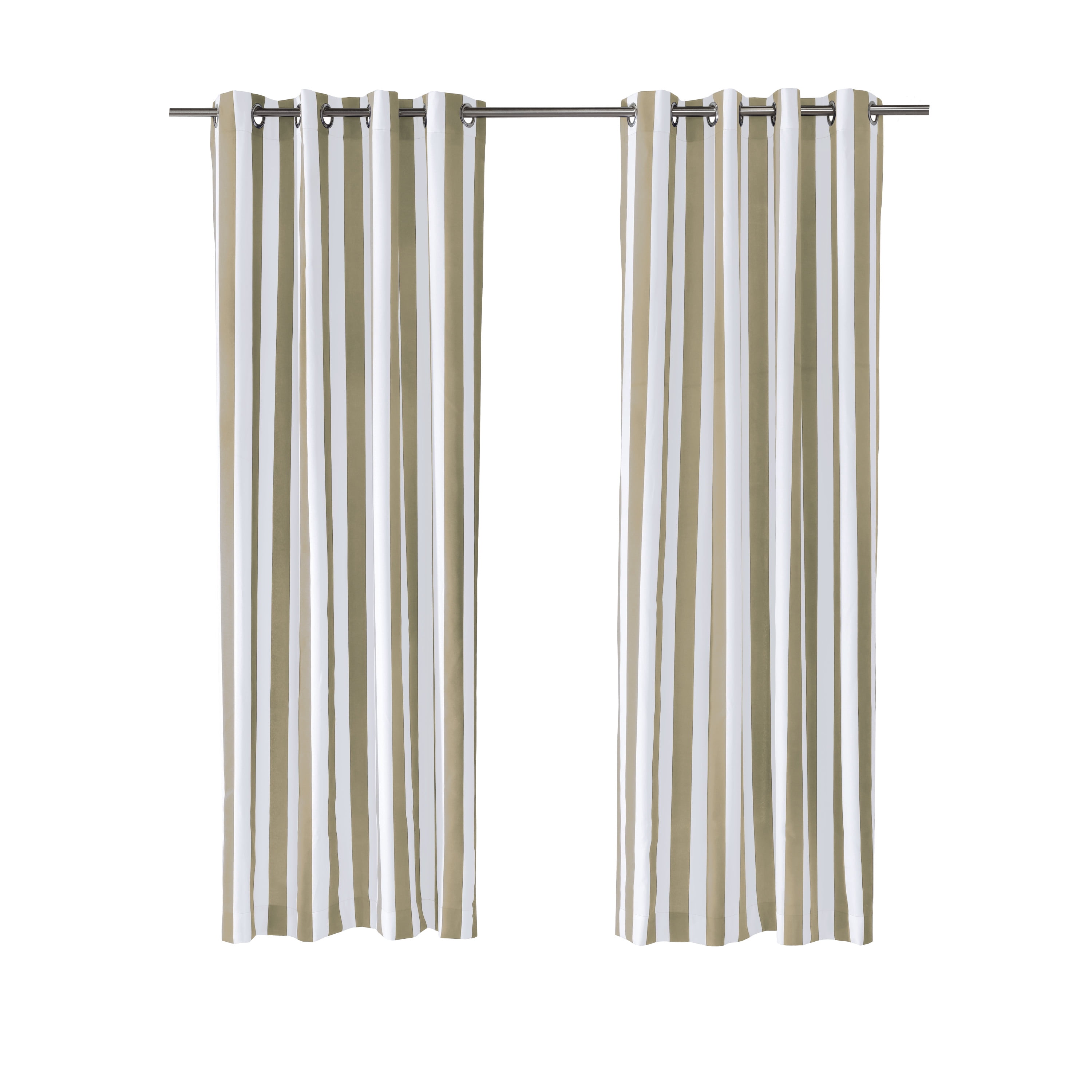 Corsica Stripe Indoor/Outdoor Curtain Panel 50" x 108" in Taupe