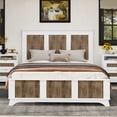 thumbnail image 2 of iRerts Queen Platform Bed Frame with Headboard, Farmhouse Wooden Queen Bed Frame, Modern Bed Frame Queen Size with Wood Slats Support, No Box Spring Needed, White, 2 of 8