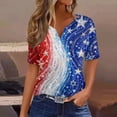 thumbnail image 2 of 4th Of July Womens Summer Tops 250 Anniversary Usa Flag Patriotic Short Sleeve Button Henley V Neck Independence Day Red White and Blue American Flag Stars Striped Fashion Clothing Royal Blue XXXL, 2 of 8