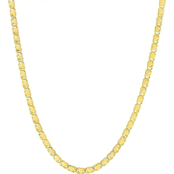 Floreo 14k Yellow Gold 3mm Solid Heart Charm Chain Necklace