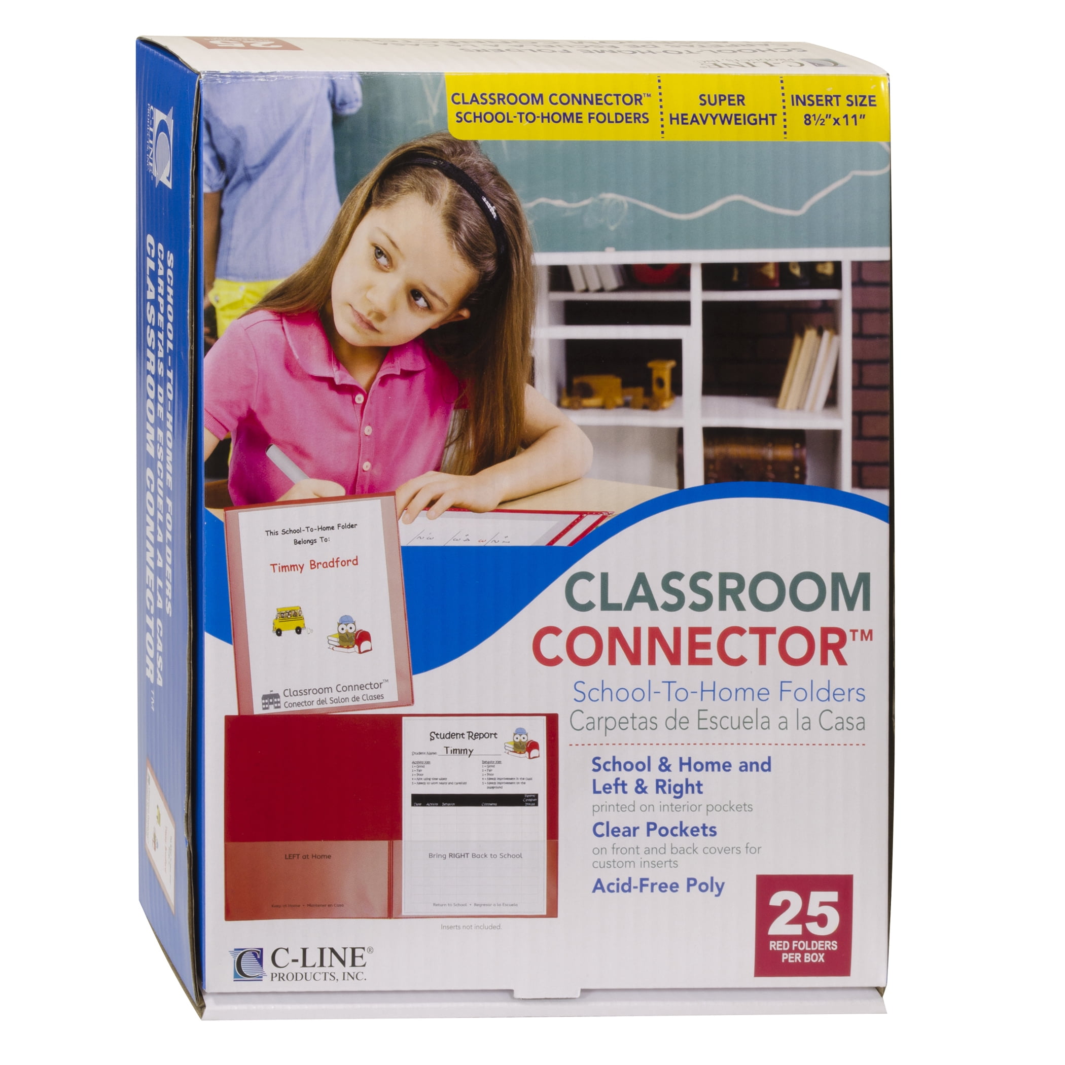 C-Line Products, Inc. Classroom Connector school-to-home folder, red, 25/BX