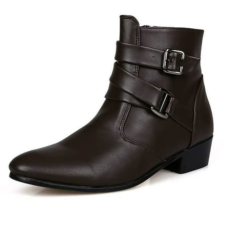 

Byte Legend Autumn Men Ankle Boots Leather Motorcycle Boots Retro Brogue Buckle Strap Pointed Flats Male Casual Shoes Loafers Nightclub Boot