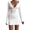 thumbnail image 1 of Vestido de punto, vestido sexy para mujer, vestido cruzado de manga larga con escote en V, 1 of 5