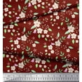thumbnail image 2 of Soimoi Red Cotton Poplin Fabric Leaves & Periwinkle Floral Decor Fabric Printed Yard 56 Inch Wide, 2 of 3