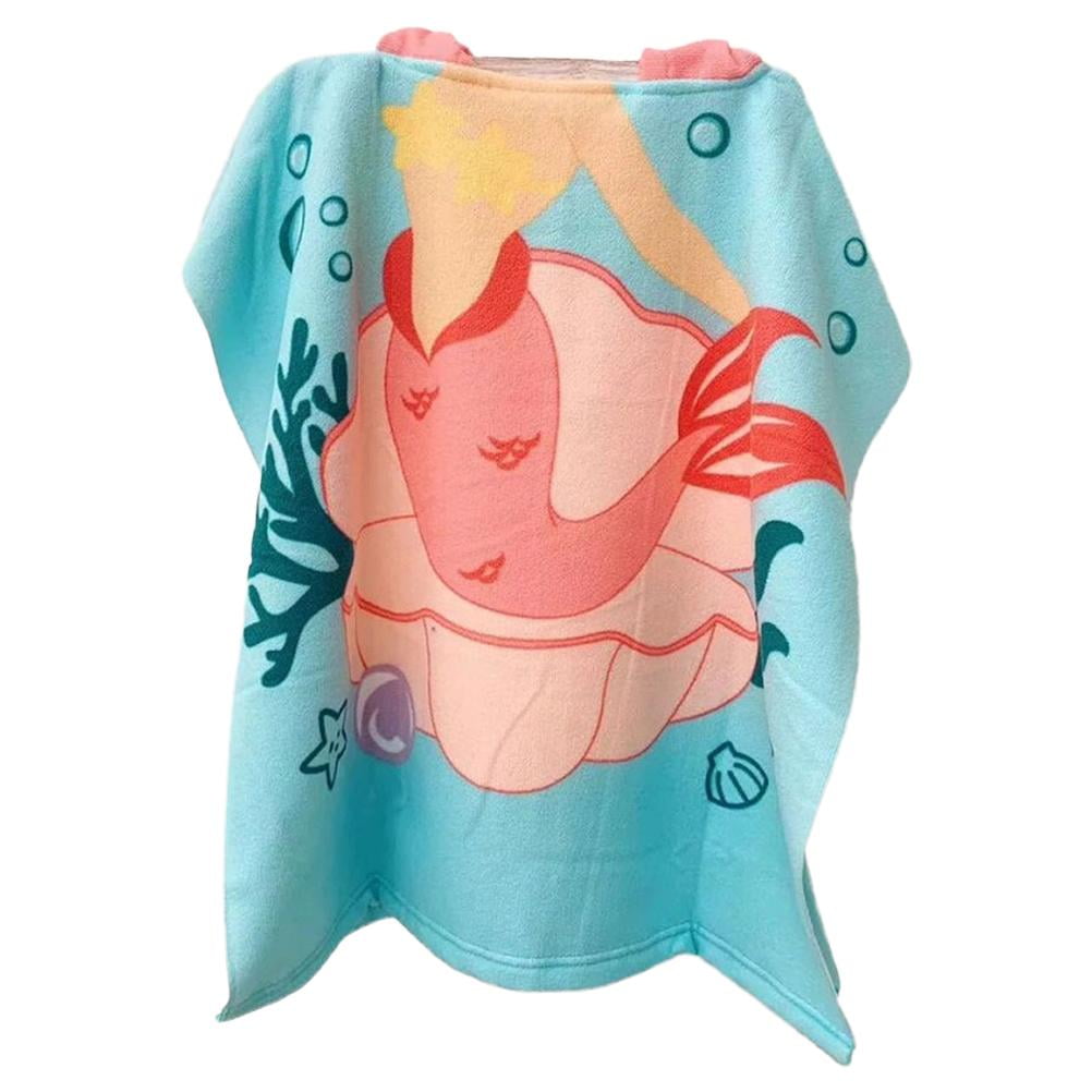 Kid Bath Hooded Towel Soft Microfiber Towel Beach Towels Cartoon Printed Bath Towel Wrap for