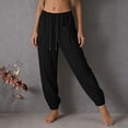 thumbnail image 4 of BUIGTTKLOP Cotton Linen Joggers for Women Tapered Leg Summer Casual Drawstring Elastic Waist Lightweight Jogger Pants, 4 of 6