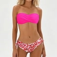 thumbnail image 2 of Swimsuits for Women Strapless Bandeau Stylish Tankinis Set Beach Print Two Piece Women Bathing Suits Hot Pink L, 2 of 3