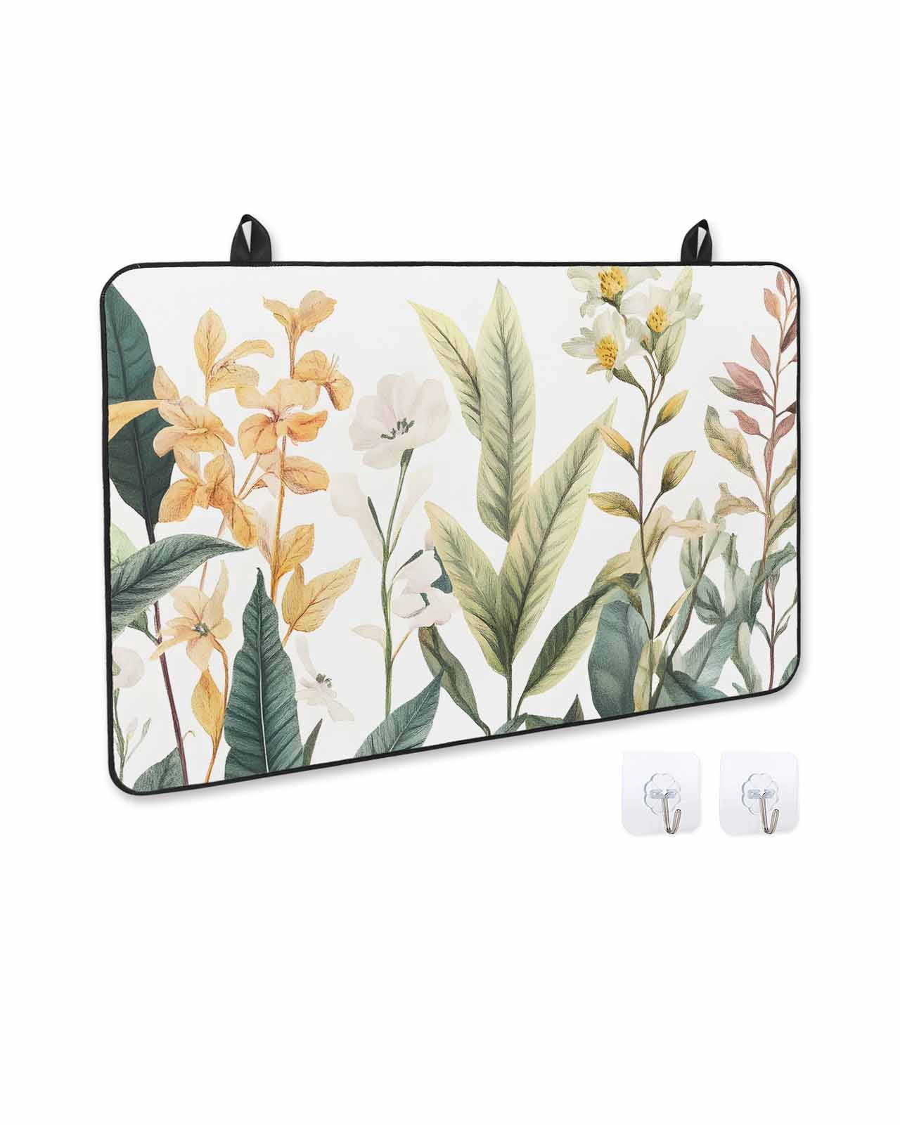 nqOlkjepod Large Induction Cooktop Protector Mat 24"x21", Watercolor Floral Leaves Stove Top Covers for Electric Stove, Farmhouse Tropical Leaf Stove Burner Cover Mats, Glass Top Stove Cover