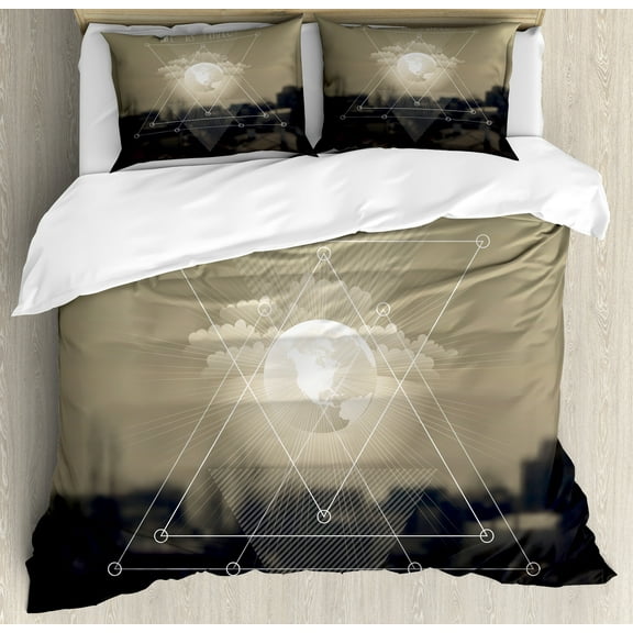 Ambesonne Indie Duvet Cover Set, Life Is Perfect Vintage, Calking, Tan Dark Taupe White