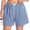 Blue White Plaid, variant on Cueply Women's Plus Size Plaid Shorts Cotton Button Gingham Lounge Shorts Summer Casual Beach Shorts with Pockets