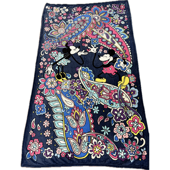 Vera Bradley Disney Plush Throw Blanket Sensational Six Paisley Mickey Minnie Mouse 80 x 50 inches