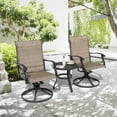 thumbnail image 3 of Nuu Garden Outdoor Patio Bistro Set, 2 Swivel Bistro Chairs and 20 Inch Round Bistro Table, Textilene Fabric, Powder-Coated Iron Frame, for Patio, Deck, Garden, Backyard, Balcony, Black and Brown, 3 of 10