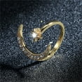 thumbnail image 2 of Yatlte Moon Ring, Sterling Silver Moon Star Rings for Women Crescent Ring, Star Jewelry Gifts Adjustable Open Ring, Sterling Silver Crescent Moon and Star Ring, 2 of 5