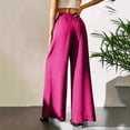 thumbnail image 5 of Costeam Womens Chiffon High Waist Wide Leg Pants Full Inner Lining Side Slip Pockets Full Length Lightweight Flowy Loose Straight Casual Dress Trousers, 5 of 7