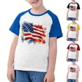 thumbnail image 1 of CFLVAEK T-Shirts Graphiques Drapeau Américain Manches Courtes Raglan Patriotiques Col Rond Jour de l'Indépendance 2025 4 Ans, 1 of 8