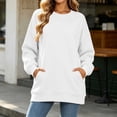 thumbnail image 2 of Horkkom Womens Crewneck Sweatshirt Solid Color Long Sleeve Casual Tops Pleated Soft Pullover Sweatshirts with Pockets, S-2XL, 2 of 8