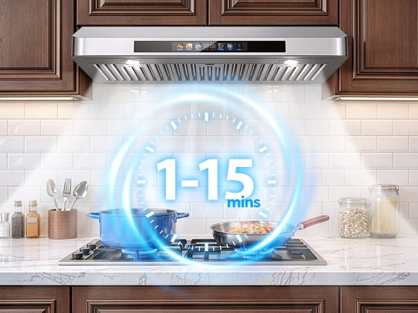 36 Inch Under Cabinet Range Hood with Voice/Gesture/Touch Control, 900 CFM Kitchen Vent Hood with 4-Speed Exhaust Fan, Stainless Steel Stove Hood with LED Lights, Baffle Filters