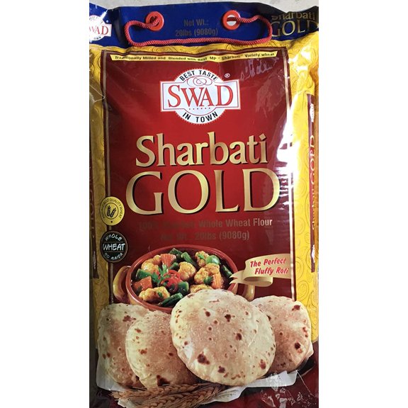 Swad Gold 100% Sharbati Whole Wheat Flour - 20 Pound