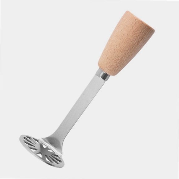 2 Counts Mini Potato Masher, Stainless Steel Masher with Wood Non Slip Handle, Avocado Bean Vegetable Masher for Kitchen