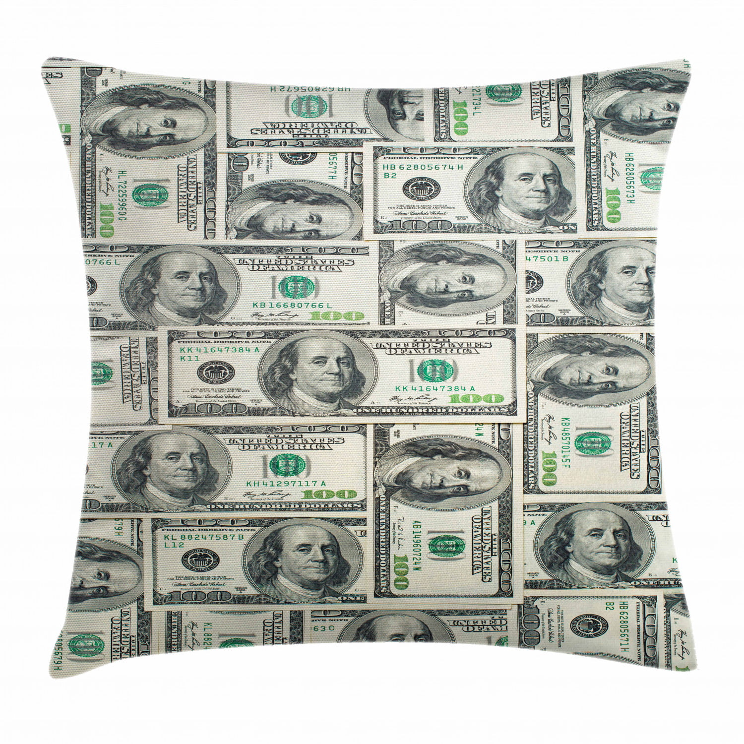 Money Pillow Sham Bills with Ben Franklin Printed Pillowcase 30 x 20 Inches 