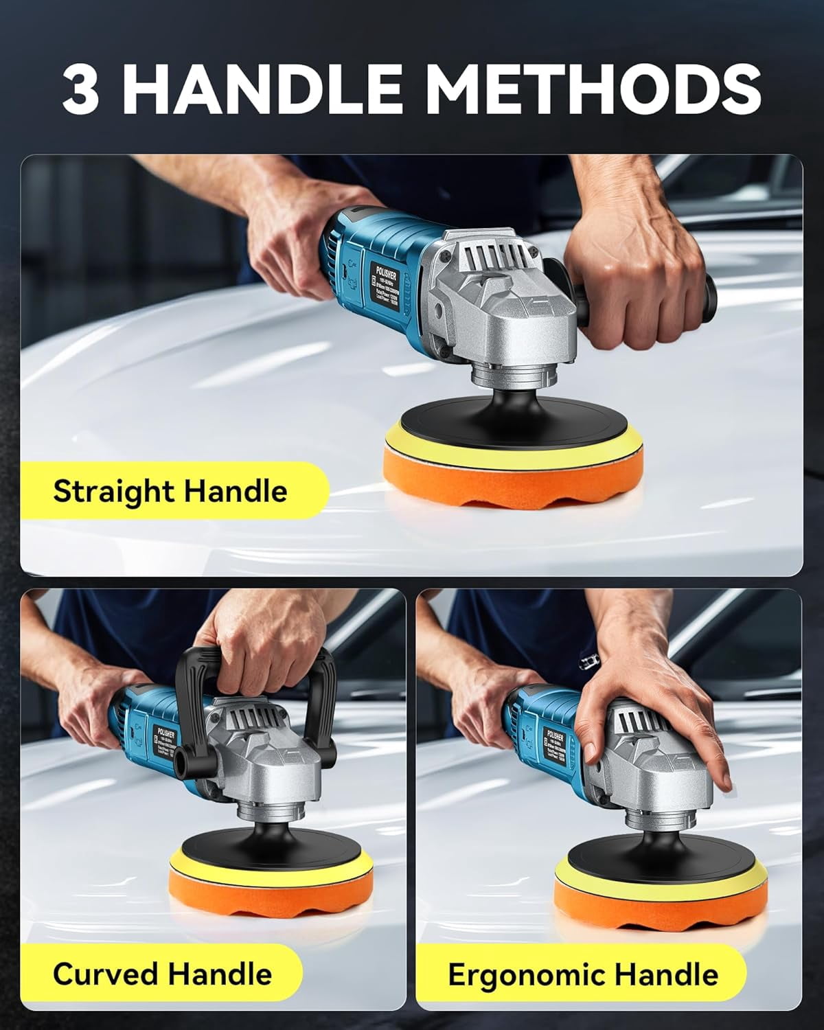 1600W Powerful 7-Speed Car Buffer Polisher Kit