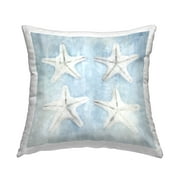 Stupell Industries Starfish Sea Life Pastel Blue Printed Throw Pillow Design by Nina Blue