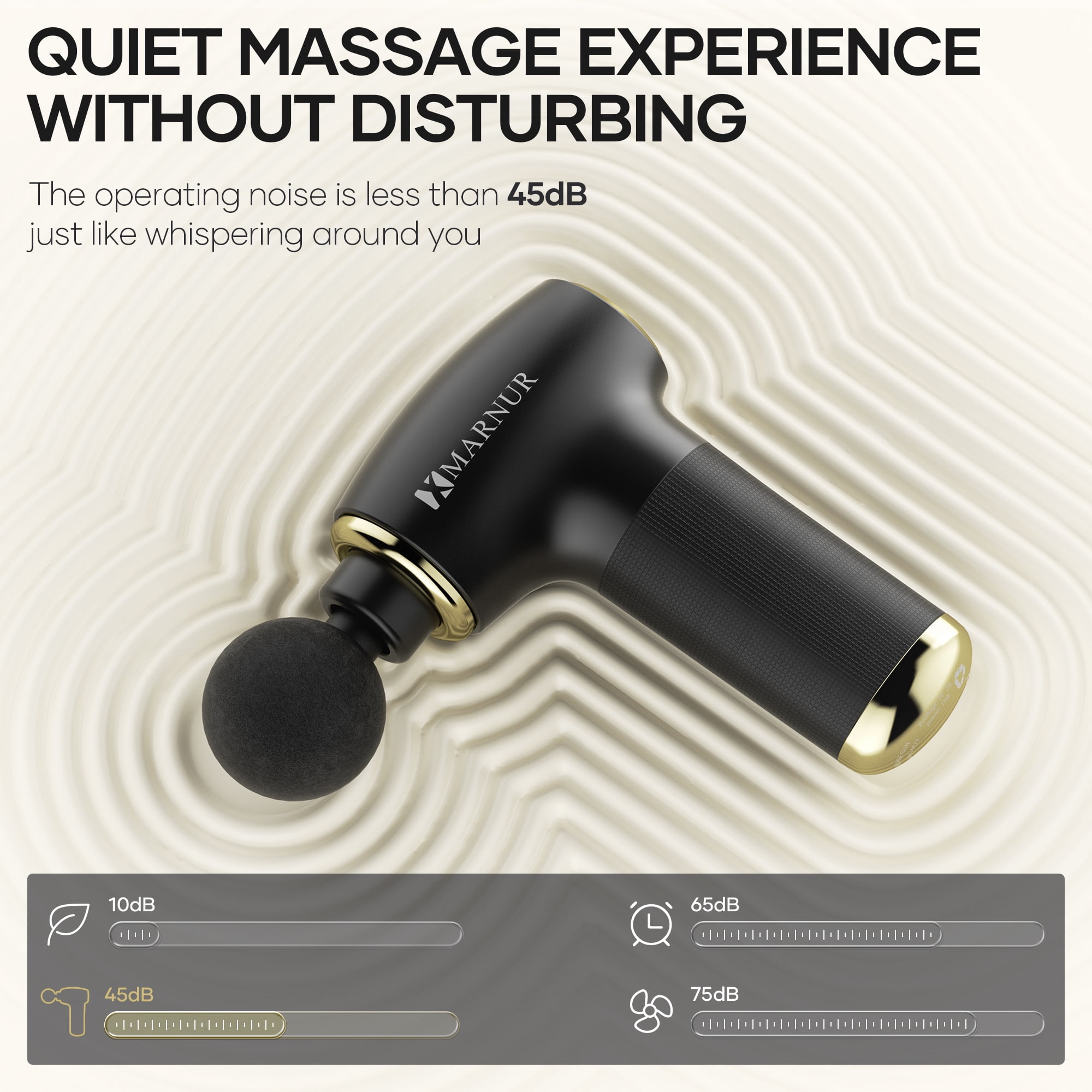 MARNUR Mini Massage Gun with Brushless Motor Portable Handheld Deep Tissue Massager, Light  & Quiet For Premium Neck Back & Muscle Relief,  Black