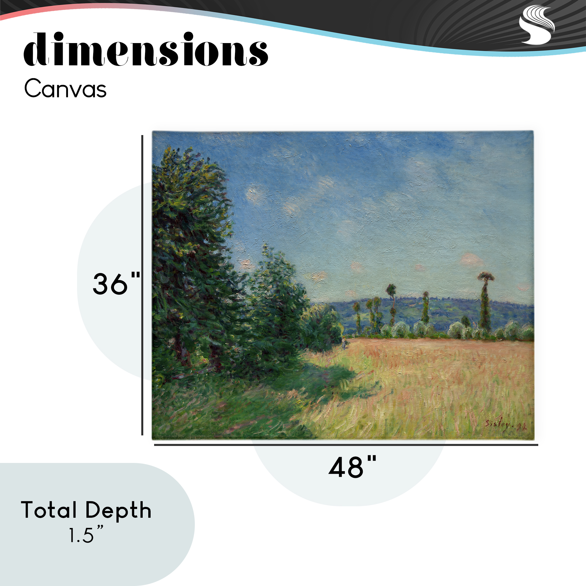 Sahurs Meadows in Morning Sun Canvas Wall Art, design by Alfred Sisley