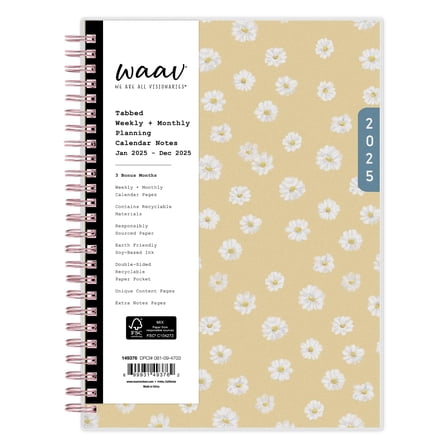 WAAV Blue Sky 2025 Weekly Monthly Planner Calendar Kimberland 5.875x8.625