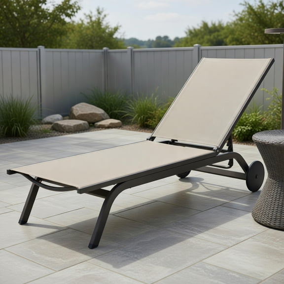 GVN Chaise Lounge Outdoor, Lounge Chair Outdoor,Aluminum Fabric Outdoor Patio Lounge Chair with Adjustable Reclining -Brown