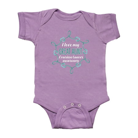 

Inktastic I Love My Great Aunt Ovarian Cancer Awareness Gift Baby Boy or Baby Girl Bodysuit