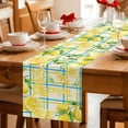 thumbnail image 5 of Watercolor Lemons Table Runner 72 Inches, Summer Blue Yellow Checkered Geo Bed Runner Dresser Scarves Tabletop for Indoor Outdoor Parties/Ceremony/Banquet, 16" x 72", 5 of 9