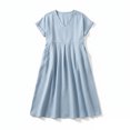 thumbnail image 2 of XiYing Robes d'Été pour Femmes, Robe Courte Unie à Col en V pour Femme, Manches Longues avec Poche, Coupe Décontractée d'Été, Extensible et Douce, Longueur Régulière, Paquet de un, 2 of 5