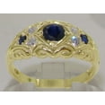 thumbnail image 2 of LBG 14k Yellow Gold Natural Sapphire and Diamonds Womens Band Ring (0.16 cttw, H-I Color, I2-I3 Clarity) - size 5.75, 2 of 6