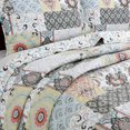 thumbnail image 4 of Juego de edredón reversible de microfibra con diseño de patchwork de coral amarillo y gris floral, colcha para dormitorio, hogar, apartamento, tamaño King, 3 piezas, 4 of 5