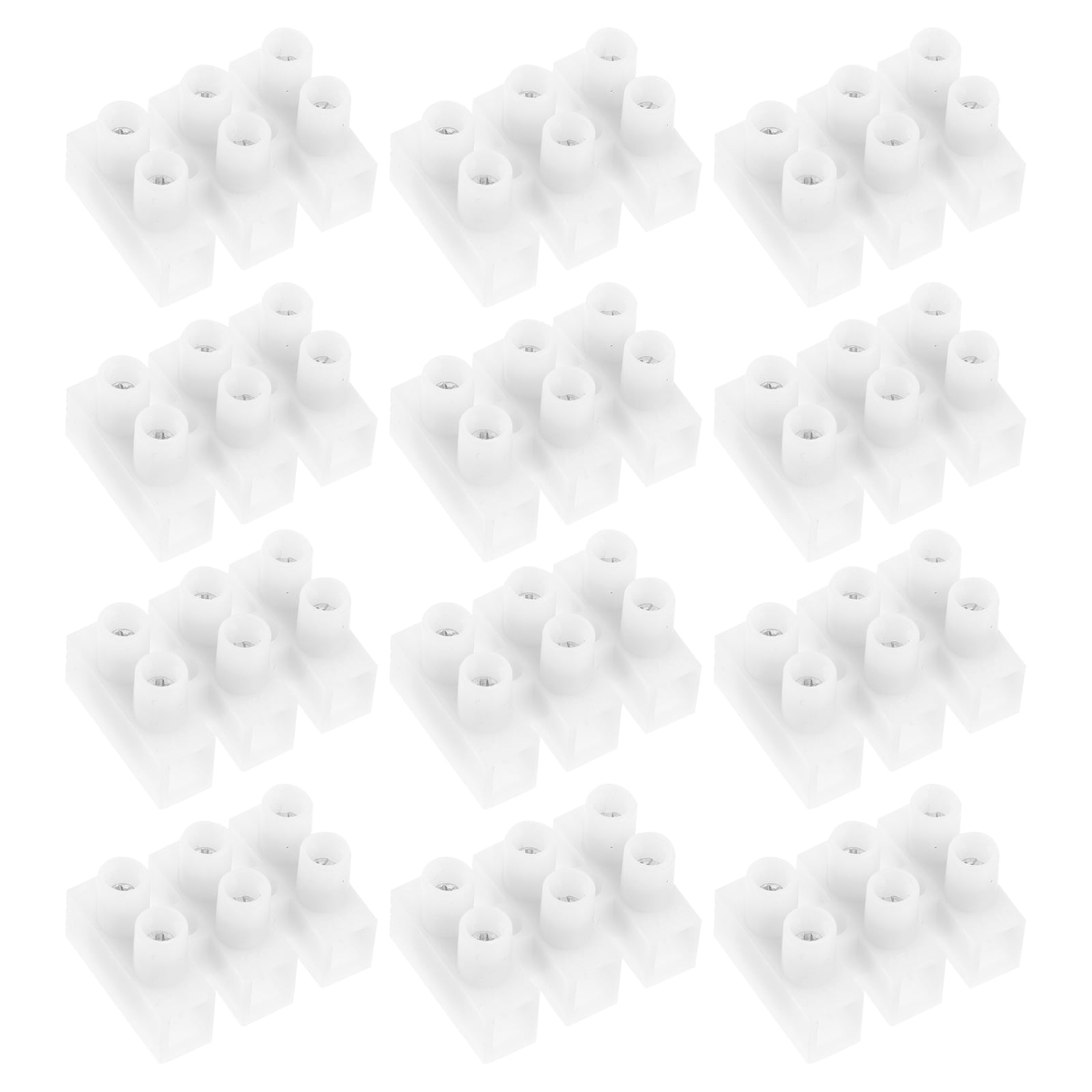 EXHUMKY 50Pcs White PP Terminal Strip Blocks for Cable Fixing and Connection 1.02X0.78X0.6In