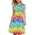 thumbnail image 4 of FKELYI Rainbow Short Sleeve Dress Size S Soft Heart Print Short Sleeve Dresses for Women Casual Valentine's Day Dresses for Women Knee Length, 4 of 5