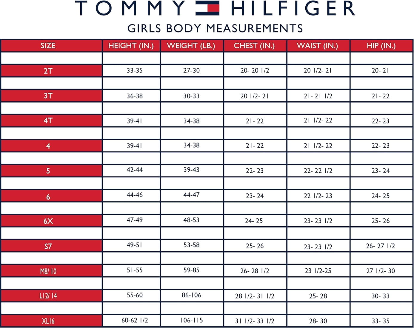 Tommy Hilfiger Girls' 2-Pack Colorblock Tee Shirt (Red White Blue