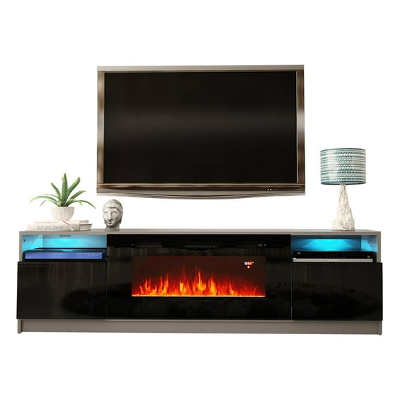 York 02 Electric Fireplace Modern 79" TV Stand