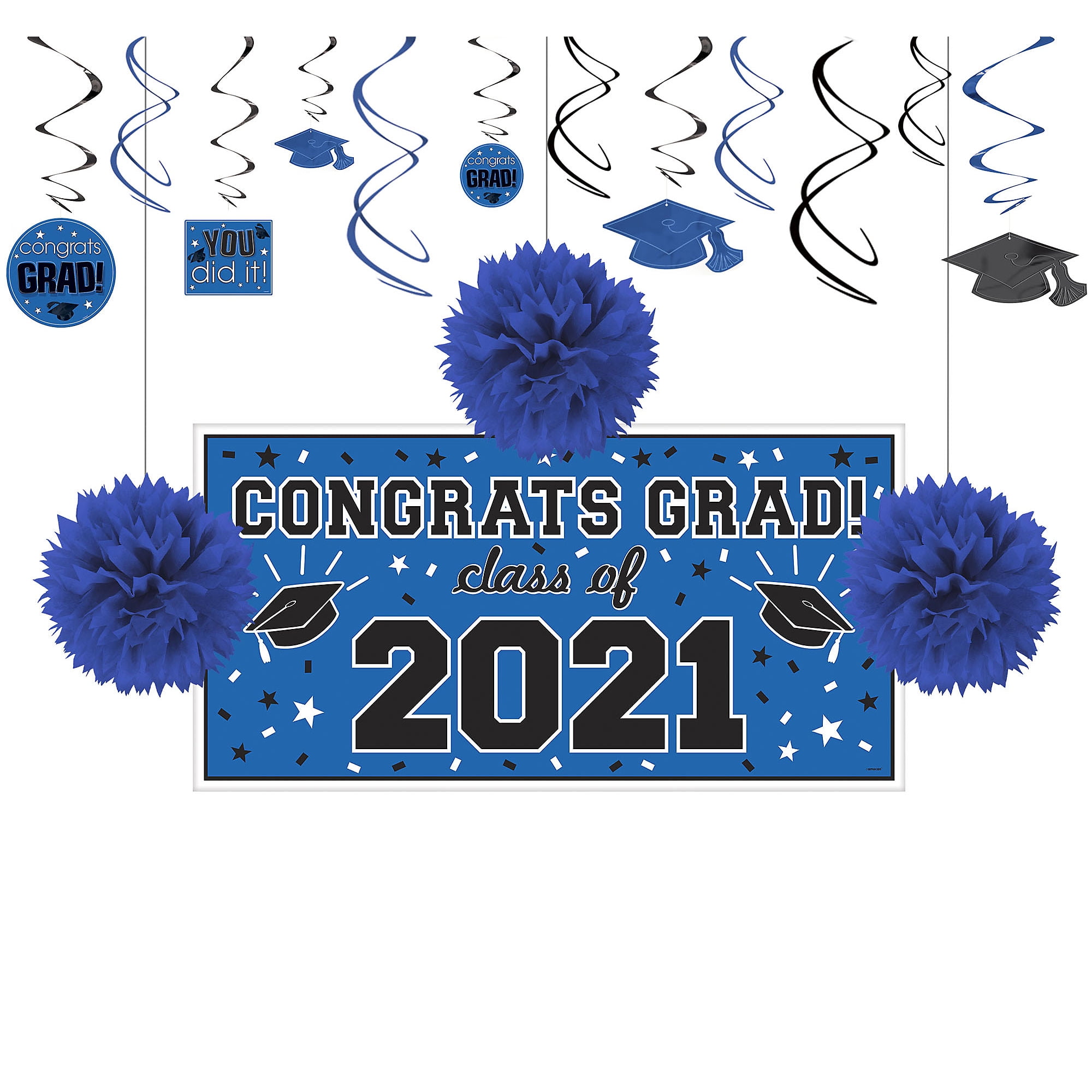 Party City Blue Congrats Grad 2022 Graduation Basic Decorations and ...