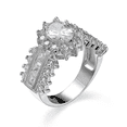 thumbnail image 3 of HeartsAndYou 3ct Oval Cut Moissanite Engagement Ring for Women 18k White Gold over Silver Cocktail Floral Design, 3 of 6