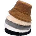 thumbnail image 2 of CoCopeaunts Bucket Hats Fashion Europe America Versatile Thickened Plush Solid Stripe Warm Fisherman's Hat for Men and Women, 2 of 8