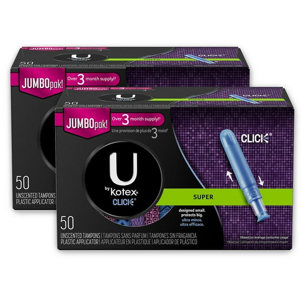 The U by Kotex Click Super Compact Tampons, Unscented (2 pk., 50 ct