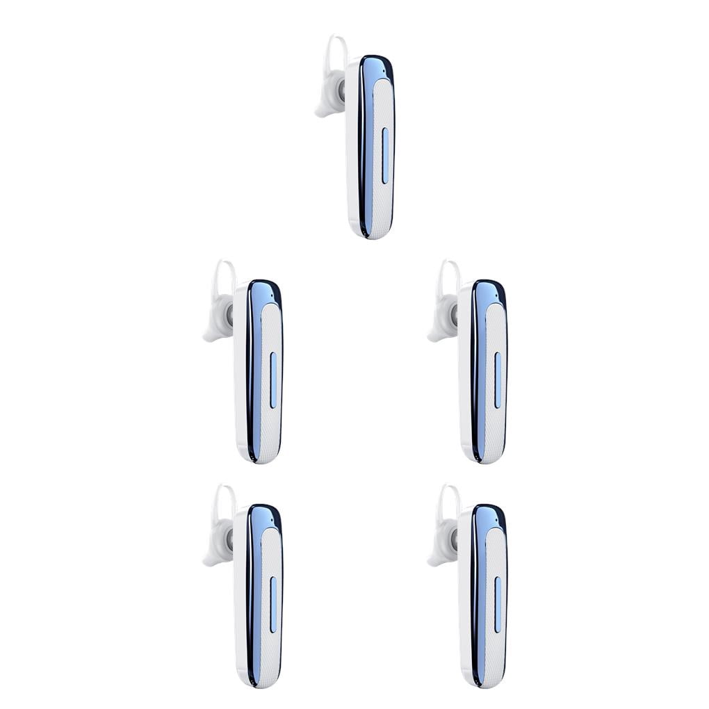 Langgg Bluetooth-Compatible Earphone Wireless Noise Canceling Earhook Headphone Sweatproof Hands-Free Mobile Phones Headset White Blue 5Set