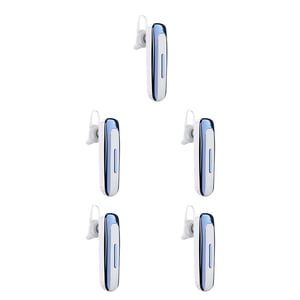 Langgg Bluetooth-Compatible Earphone Wireless Noise Canceling Earhook Headphone Sweatproof Hands-Free Mobile Phones Headset White Blue 5Set