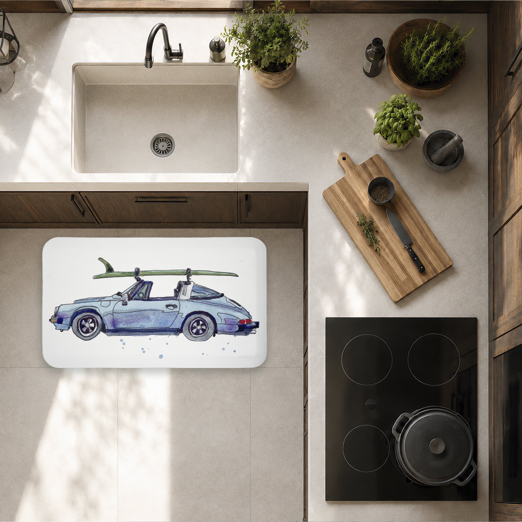 Stupell Industries Car & Surfboard Summer Fun Printed Anti-Fatigue Floor Mat, design by Paul McCreery