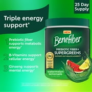 Benefiber Prebiotic Glp-1 Friendly Fiber + Supergreens Dietary Supplement Powder, Watermelon Lemonade Flavor, 8.8 oz (250g), 25 Day Supply