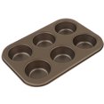 thumbnail image 1 of Antiadherente de Acero Al Carbono Rectángulo Muffin Cupcake Cake Bandeja para Hornear Bandeja de Lata Utensilios para Hornear de Cocina, 6 O 12 Cavida 6 agujeros de oro Soledad Mini Cake Pan, 1 of 8